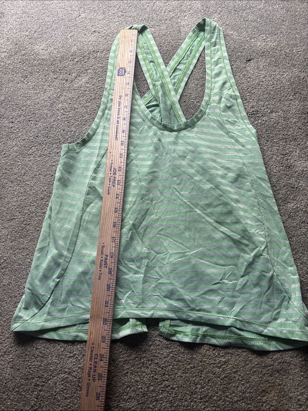 Zyia active nimbus split back Striped Light Green Racerback Tank Top - Women's m